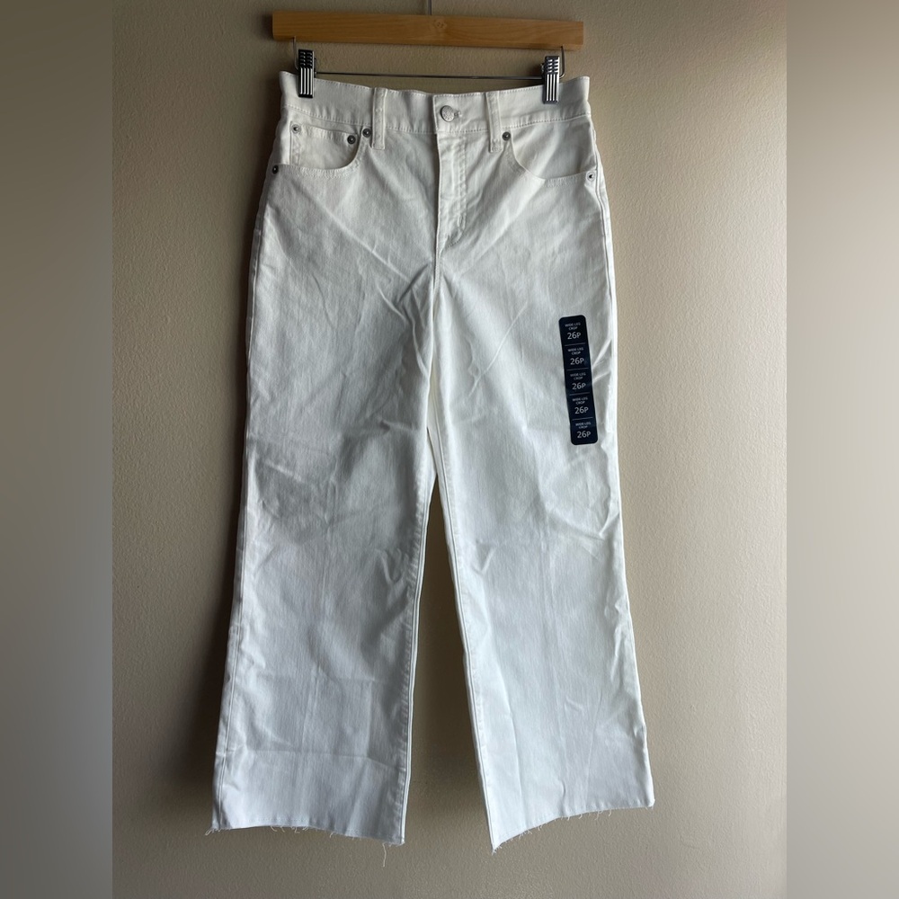 New J.Crew Factory Wide-leg cropped jean in all-day stretch White Size 26P